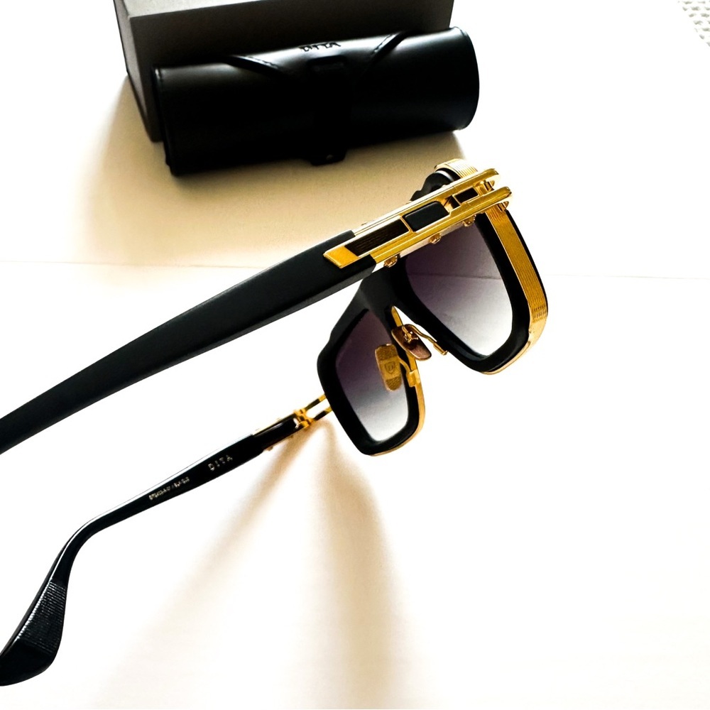 Dita LXN-EVO Luxury Eyewear Matte Black Yellow Gold Navigator Men's Sunglasses - Picture 5 of 15